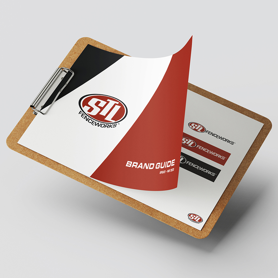 STL Fenceworks Brand Guide on clipboard